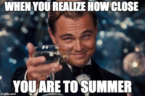 Leonardo Dicaprio Cheers | WHEN YOU REALIZE HOW CLOSE YOU ARE TO SUMMER | image tagged in memes,leonardo dicaprio cheers | made w/ Imgflip meme maker