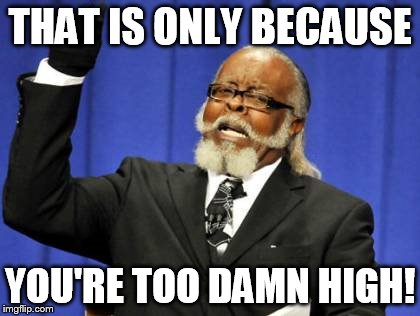 Too Damn High Meme | THAT IS ONLY BECAUSE YOU'RE TOO DAMN HIGH! | image tagged in memes,too damn high | made w/ Imgflip meme maker
