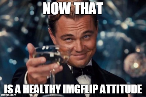 Leonardo Dicaprio Cheers Meme | NOW THAT IS A HEALTHY IMGFLIP ATTITUDE | image tagged in memes,leonardo dicaprio cheers | made w/ Imgflip meme maker