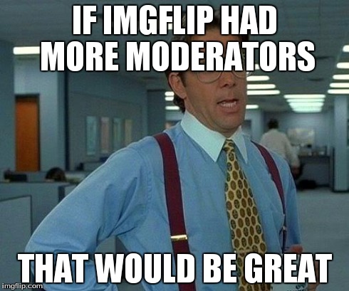That Would Be Great Meme | IF IMGFLIP HAD MORE MODERATORS THAT WOULD BE GREAT | image tagged in memes,that would be great | made w/ Imgflip meme maker
