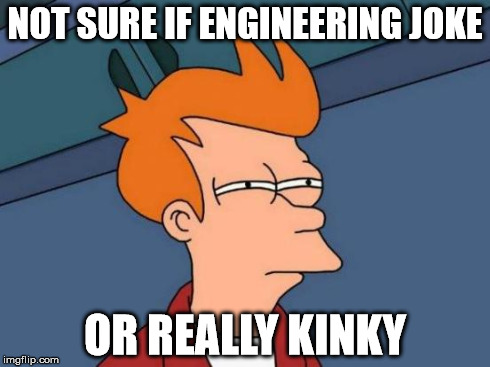 Futurama Fry Meme | NOT SURE IF ENGINEERING JOKE OR REALLY KINKY | image tagged in memes,futurama fry | made w/ Imgflip meme maker