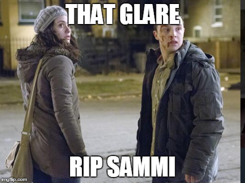 #Shameless | THAT GLARE RIP SAMMI | image tagged in shameless,mickey,fiona,ian | made w/ Imgflip meme maker