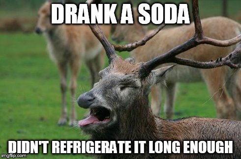 Soda has to be totally cold. Doesn't taste good warm. | DRANK A SODA DIDN'T REFRIGERATE IT LONG ENOUGH | image tagged in disgusted deer | made w/ Imgflip meme maker