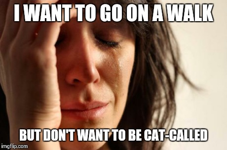 First World Problems Meme | I WANT TO GO ON A WALK BUT DON'T WANT TO BE CAT-CALLED | image tagged in memes,first world problems | made w/ Imgflip meme maker