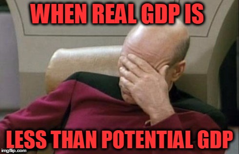 Captain Picard Facepalm | WHEN REAL GDP IS LESS THAN POTENTIAL GDP | image tagged in memes,captain picard facepalm | made w/ Imgflip meme maker