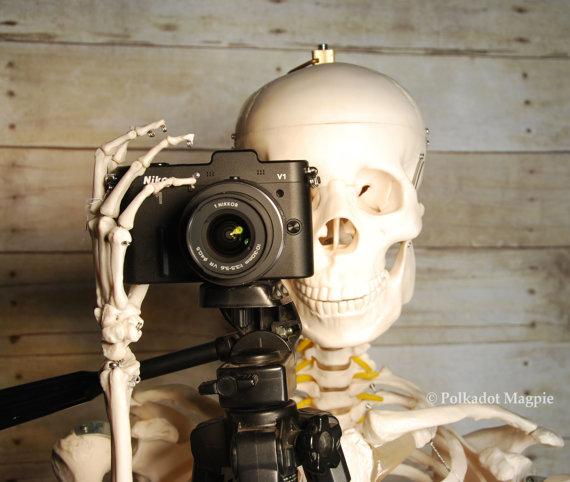 High Quality skeleton with camera  Blank Meme Template