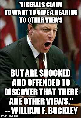 Gore | "LIBERALS CLAIM TO WANT TO GIVE A HEARING TO OTHER VIEWS BUT ARE SHOCKED AND OFFENDED TO DISCOVER THAT THERE ARE OTHER VIEWS." -- WILLIAM F. | image tagged in gore | made w/ Imgflip meme maker