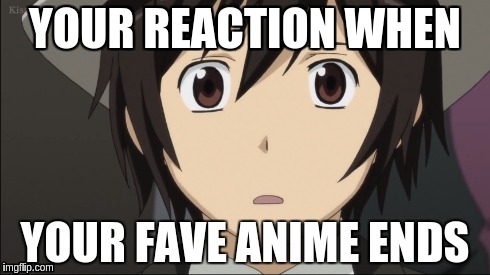 When anime ends | YOUR REACTION WHEN | image tagged in anime | made w/ Imgflip meme maker