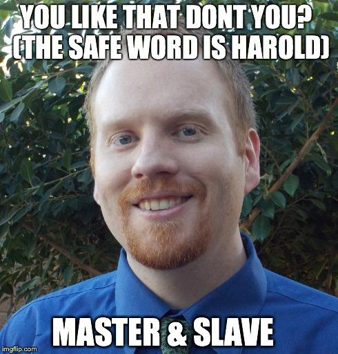 YOU LIKE THAT DONT YOU?
 (THE SAFE WORD IS HAROLD) MASTER & SLAVE | made w/ Imgflip meme maker