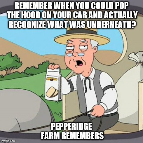 Pepperidge Farm Remembers | REMEMBER WHEN YOU COULD POP THE HOOD ON YOUR CAR AND ACTUALLY RECOGNIZE WHAT WAS UNDERNEATH? PEPPERIDGE FARM REMEMBERS | image tagged in memes,pepperidge farm remembers | made w/ Imgflip meme maker