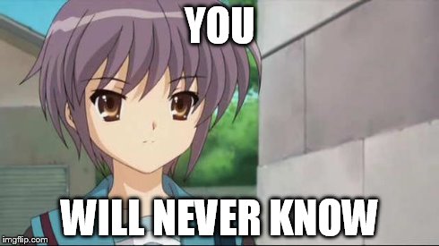 Nagato Blank Stare | YOU WILL NEVER KNOW | image tagged in nagato blank stare | made w/ Imgflip meme maker