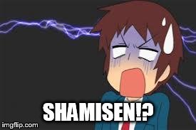 Kyon shocked | SHAMISEN!? | image tagged in kyon shocked | made w/ Imgflip meme maker