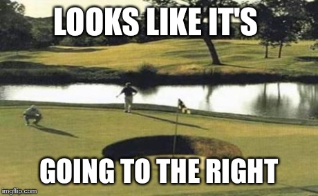 golfholes | LOOKS LIKE IT'S GOING TO THE RIGHT | image tagged in golfholes | made w/ Imgflip meme maker