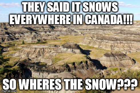 THEY SAID IT SNOWS EVERYWHERE IN CANADA!!! SO WHERES THE SNOW??? | image tagged in snow in canada | made w/ Imgflip meme maker
