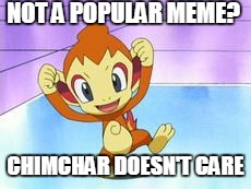 NOT A POPULAR MEME? CHIMCHAR DOESN'T CARE | image tagged in chimchar doesn't care,memes | made w/ Imgflip meme maker