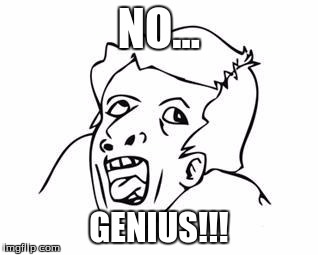 Genius | NO... GENIUS!!! | image tagged in genius | made w/ Imgflip meme maker