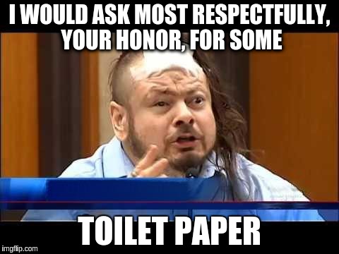 Eat Shit - Andrew Gilbertson | I WOULD ASK MOST RESPECTFULLY, YOUR HONOR, FOR SOME TOILET PAPER | image tagged in eat shit - andrew gilbertson | made w/ Imgflip meme maker