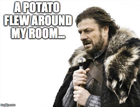 Brace Yourselves X is Coming | A POTATO FLEW AROUND MY ROOM... | image tagged in memes,brace yourselves x is coming | made w/ Imgflip meme maker