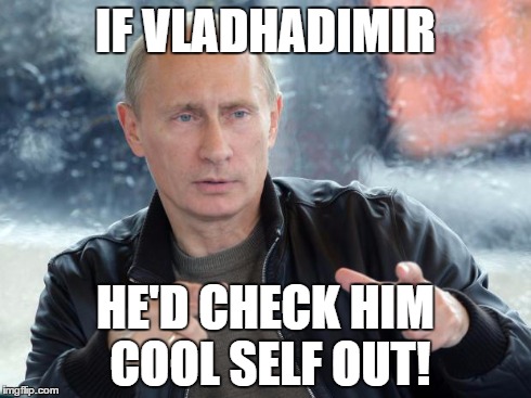 This bit has potential to kill. . . | IF VLADHADIMIR HE'D CHECK HIM COOL SELF OUT! | image tagged in pun putin | made w/ Imgflip meme maker