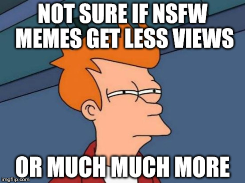 Futurama Fry Meme | NOT SURE IF NSFW MEMES GET LESS VIEWS OR MUCH MUCH MORE | image tagged in memes,futurama fry | made w/ Imgflip meme maker