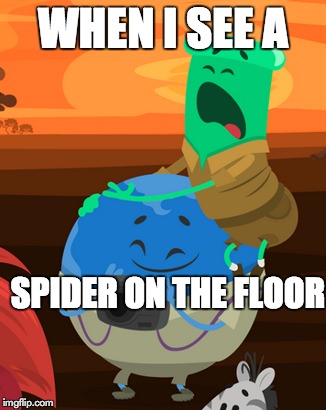 Spiders | WHEN I SEE A SPIDER ON THE FLOOR | image tagged in spider,trivia crack | made w/ Imgflip meme maker