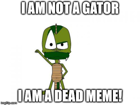It's pretty interesting to look through the whole directory of memes on here. There's some cool pictures. | I AM NOT A GATOR I AM A DEAD MEME! | image tagged in memes,i am not a gator im a x,dead | made w/ Imgflip meme maker