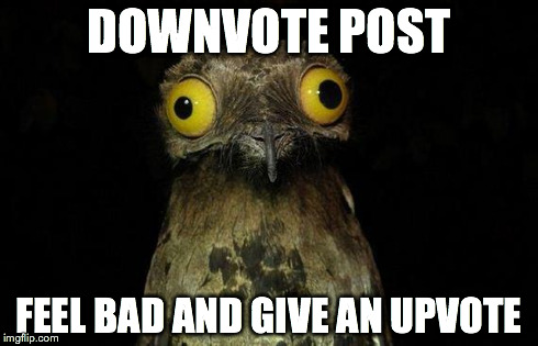 Weird Stuff I Do Potoo Meme | DOWNVOTE POST FEEL BAD AND GIVE AN UPVOTE | image tagged in memes,weird stuff i do potoo | made w/ Imgflip meme maker