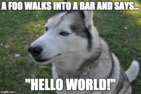 A FOO WALKS INTO A BAR AND SAYS... "HELLO WORLD!" | made w/ Imgflip meme maker