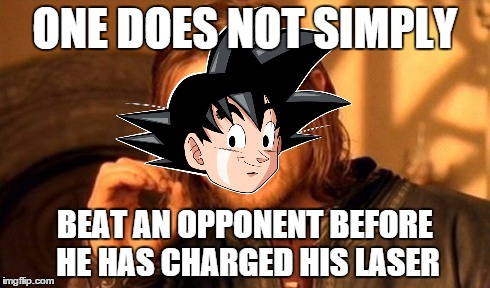 One Does Not Simply | ONE DOES NOT SIMPLY BEAT AN OPPONENT BEFORE HE HAS CHARGED HIS LASER | image tagged in memes,one does not simply,dbz | made w/ Imgflip meme maker