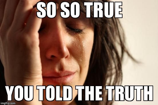 First World Problems | SO SO TRUE  YOU TOLD THE TRUTH | image tagged in memes,first world problems | made w/ Imgflip meme maker