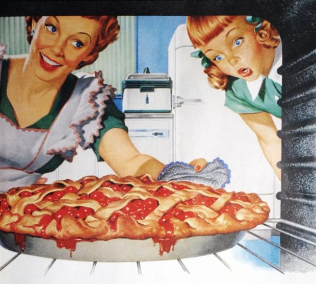 50's Wife cooking cherry pie Blank Meme Template