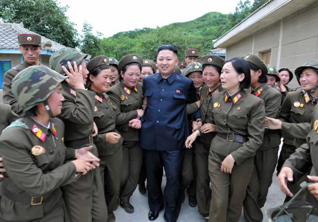 High Quality Kim Jong Un with women Blank Meme Template