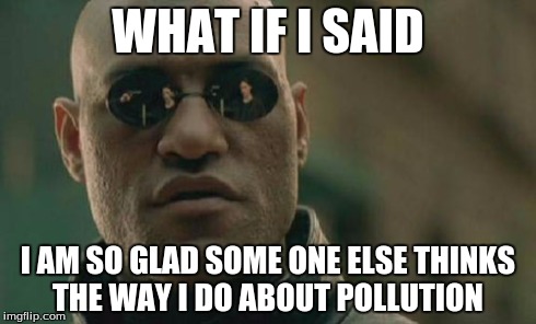 Matrix Morpheus Meme | WHAT IF I SAID I AM SO GLAD SOME ONE ELSE THINKS THE WAY I DO ABOUT POLLUTION | image tagged in memes,matrix morpheus | made w/ Imgflip meme maker