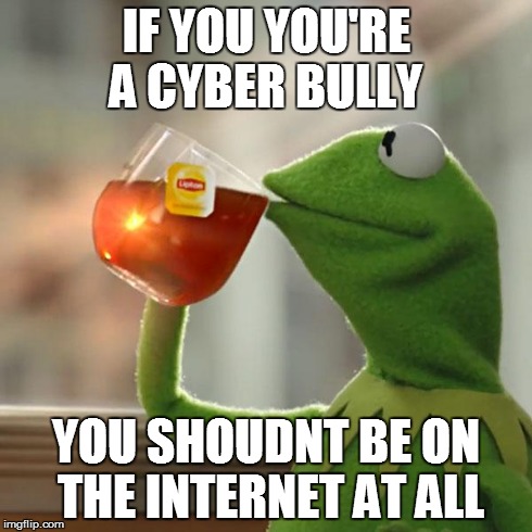 But That's None Of My Business Meme | IF YOU YOU'RE A CYBER BULLY YOU SHOUDNT BE ON THE INTERNET AT ALL | image tagged in memes,but thats none of my business,kermit the frog | made w/ Imgflip meme maker