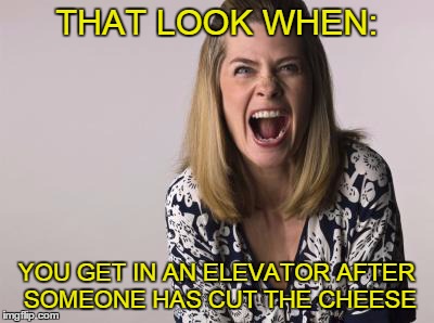 That Look When | THAT LOOK WHEN: YOU GET IN AN ELEVATOR AFTER SOMEONE HAS CUT THE CHEESE | image tagged in memes,funny,fart,angry,farting | made w/ Imgflip meme maker