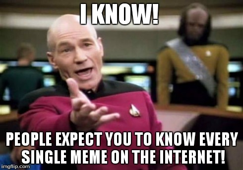 Picard Wtf Meme | I KNOW! PEOPLE EXPECT YOU TO KNOW EVERY SINGLE MEME ON THE INTERNET! | image tagged in memes,picard wtf | made w/ Imgflip meme maker