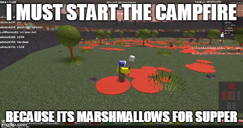 I MUST START THE CAMPFIRE BECAUSE ITS MARSHMALLOWS FOR SUPPER | image tagged in gladiator | made w/ Imgflip meme maker