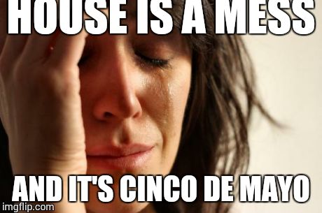 First World Problems Meme | HOUSE IS A MESS AND IT'S CINCO DE MAYO | image tagged in memes,first world problems | made w/ Imgflip meme maker