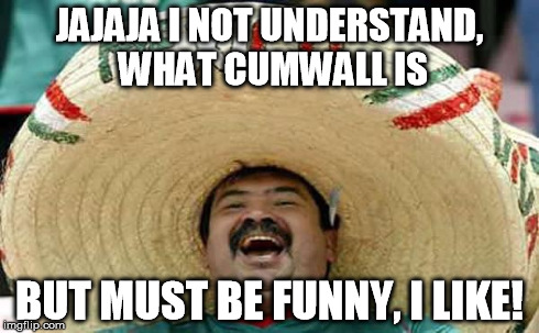 Foreigner Feel | JAJAJA I NOT UNDERSTAND, WHAT CUMWALL IS BUT MUST BE FUNNY, I LIKE! | image tagged in foreigner feel | made w/ Imgflip meme maker
