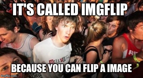 Sudden Clarity Clarence | IT'S CALLED IMGFLIP BECAUSE YOU CAN FLIP A IMAGE | image tagged in memes,sudden clarity clarence | made w/ Imgflip meme maker