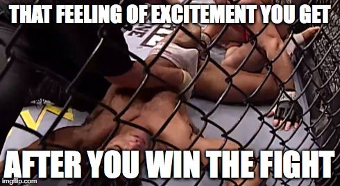 THAT FEELING OF EXCITEMENT YOU GET AFTER YOU WIN THE FIGHT | image tagged in ufc,fight,sexual,win,excitement | made w/ Imgflip meme maker