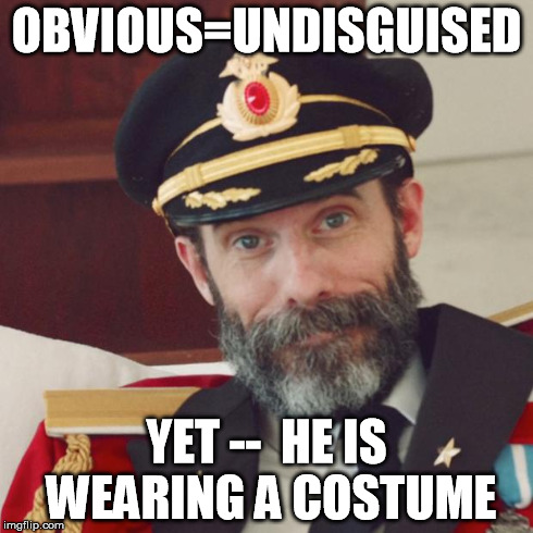 Captain Obvious | OBVIOUS=UNDISGUISED YET --  HE IS WEARING A COSTUME | image tagged in captain obvious | made w/ Imgflip meme maker