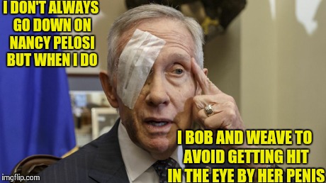 Surprise Harry Reid ! | I DON'T ALWAYS GO DOWN ON NANCY PELOSI BUT WHEN I DO I BOB AND WEAVE TO AVOID GETTING HIT IN THE EYE BY HER P**IS | image tagged in political,politics,fight club,pelosi oh no,surprise | made w/ Imgflip meme maker
