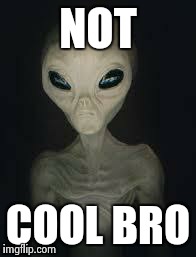 NOT COOL BRO | image tagged in alien | made w/ Imgflip meme maker