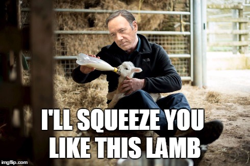 I'LL SQUEEZE YOU LIKE THIS LAMB | image tagged in house of cards,lamb,easter | made w/ Imgflip meme maker