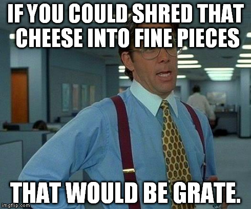 That Would Be Great | IF YOU COULD SHRED THAT CHEESE INTO FINE PIECES THAT WOULD BE GRATE. | image tagged in memes,that would be great | made w/ Imgflip meme maker