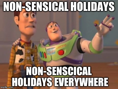 There are too many holidays that just don't make sense | NON-SENSICAL HOLIDAYS NON-SENSCICAL HOLIDAYS EVERYWHERE | image tagged in memes,x x everywhere | made w/ Imgflip meme maker