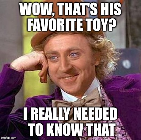 Creepy Condescending Wonka Meme | WOW, THAT'S HIS FAVORITE TOY? I REALLY NEEDED TO KNOW THAT | image tagged in memes,creepy condescending wonka | made w/ Imgflip meme maker