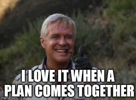 Hannibal Smith | I LOVE IT WHEN A PLAN COMES TOGETHER | image tagged in hannibal smith | made w/ Imgflip meme maker