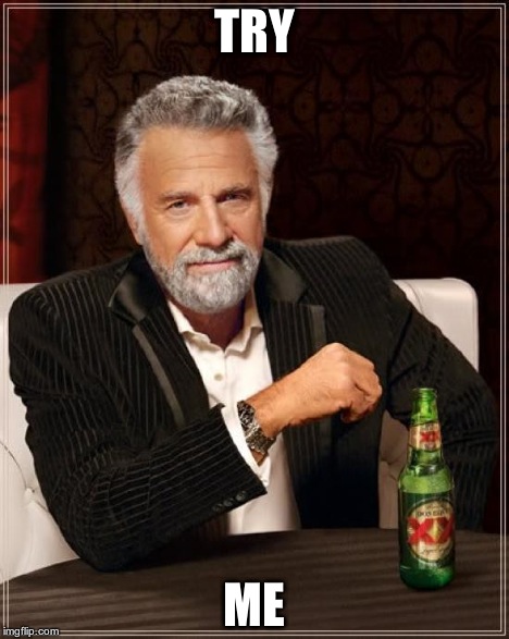 The Most Interesting Man In The World Meme | TRY ME | image tagged in memes,the most interesting man in the world | made w/ Imgflip meme maker